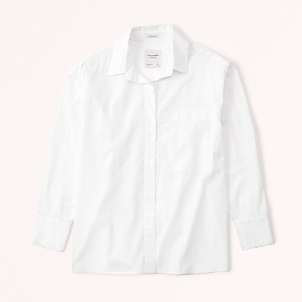 Abercrombie Oversized Straight Hem Poplin Button-Up Shirt